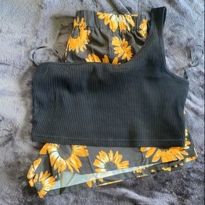 Sunflower shorts and one shoulder top